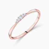 Anel Petite Diamonds Wave em ouro rosa 18 K