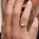 Holly Pearl and Diamond Ring in 18k Yellow Gold