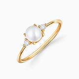 Holly Pearl and Diamond Ring in 18k Yellow Gold