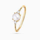 Holly Pearl and Diamond Ring in 18k Yellow Gold