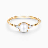 Holly Pearl and Diamond Ring in 18k Yellow Gold