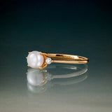 Holly Pearl and Diamond Ring in 18k Yellow Gold