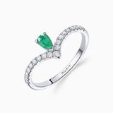 Anel Mia Esmeralda e Diamante em Ouro Branco 18 Kt