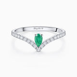 Anel Mia Esmeralda e Diamante em Ouro Branco 18 Kt