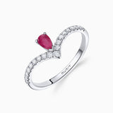 Mia Ruby and Diamond Ring in 18k White Gold