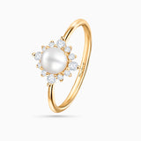 Sortija Midnight Holly de Perla y Diamantes en Oro Amarillo de 18 Kt