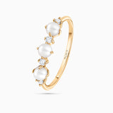 Sortija Media Alianza Midnight Holly de Perlas y Diamantes en Oro Amarillo de 18 Kt