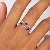 Sortija Diane de Zafiros y Diamantes en Oro Blanco de 18 Kt