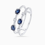 Sortija Diane de Zafiros y Diamantes en Oro Blanco de 18 Kt