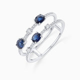 Sortija Diane de Zafiros y Diamantes en Oro Blanco de 18 Kt