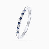 Vera Diamond and Sapphire Half Eternity Ring in 18k White Gold