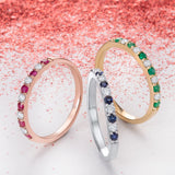 Vera Diamond and Sapphire Half Eternity Ring in 18k White Gold