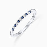 Vera Diamond and Sapphire Half Eternity Ring in 18k White Gold