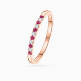 Anel Meia Aliança Vera com Diamantes e Rubis em Ouro Rosa 18 K