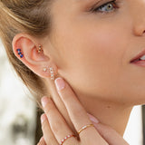 Anel Meia Aliança Vera com Diamantes e Rubis em Ouro Rosa 18 K