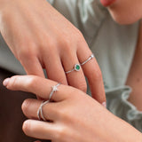 Dalia Emerald and Diamond Ring in 18k White Gold