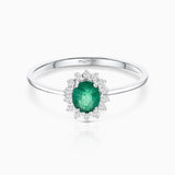 Dalia Emerald and Diamond Ring in 18k White Gold