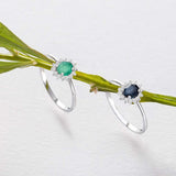 Dalia Emerald and Diamond Ring in 18k White Gold