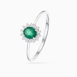 Dalia Emerald and Diamond Ring in 18k White Gold