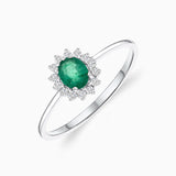 Dalia Emerald and Diamond Ring in 18k White Gold