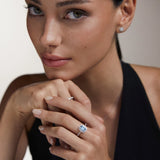 Art Deco Aquamarine and Diamond Ring in 18k White Gold