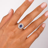 Gala Sapphire and Diamond Ring in 18k White Gold