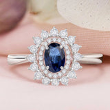 Gala Sapphire and Diamond Ring in 18k White Gold