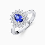 Gala Sapphire and Diamond Ring in 18k White Gold