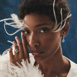 Anel de esmeralda e diamante Green Jay em ouro branco 18 K