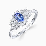 Sortija Indigo Jay de Tanzanita y Diamantes en Oro Blanco de 18 Kt