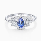 Sortija Indigo Jay de Tanzanita y Diamantes en Oro Blanco de 18 Kt