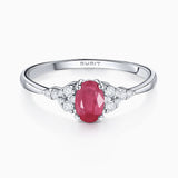 Anel Red Jay Rubi e Diamante em Ouro Branco 18K