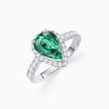 Anel Hera Esmeralda e Diamante em Ouro Branco 18 Kt