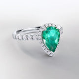 Anel Hera Esmeralda e Diamante em Ouro Branco 18 Kt