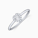 Ariadne Diamond Heart Ring in 18k White Gold