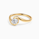 Anel Liora Onda de Diamante de Corte Oval em Ouro Amarelo de 18 kt