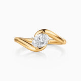 Anel Liora Onda de Diamante de Corte Oval em Ouro Amarelo de 18 kt