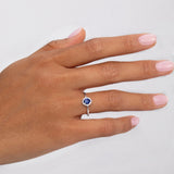 Sortija Dalia de Zafiro y Diamantes en Oro Blanco de 18 Kt
