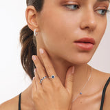 Sortija Dalia de Zafiro y Diamantes en Oro Blanco de 18 Kt