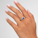 Sortija Anette de Zafiro y Diamantes en Oro Blanco de 18 Kt
