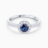 Sortija Anette de Zafiro y Diamantes en Oro Blanco de 18 Kt
