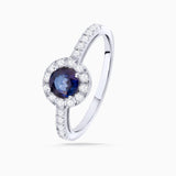 Sortija Anette de Zafiro y Diamantes en Oro Blanco de 18 Kt