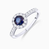 Sortija Anette de Zafiro y Diamantes en Oro Blanco de 18 Kt
