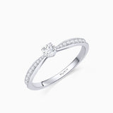 Solitario Always Pavé de Diamantes 0,35 Cts. en Oro Blanco de 18 Kt