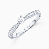 Pavé Always 0.45 ct Solitaire Diamond Ring in 18k White Gold