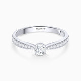 Pavé Always 0.60 ct Solitaire Diamond Ring in 18k White Gold