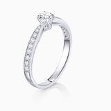Pavé Always 0.60 ct Solitaire Diamond Ring in 18k White Gold