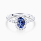 Anel de safira e diamante Nicole Pavé 0,56 Cts. em ouro branco 18 Kt