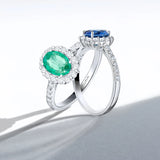 Anel de safira e diamante Nicole Pavé 0,56 Cts. em ouro branco 18 Kt