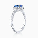 Anel de safira e diamante Nicole Pavé 0,56 Cts. em ouro branco 18 Kt